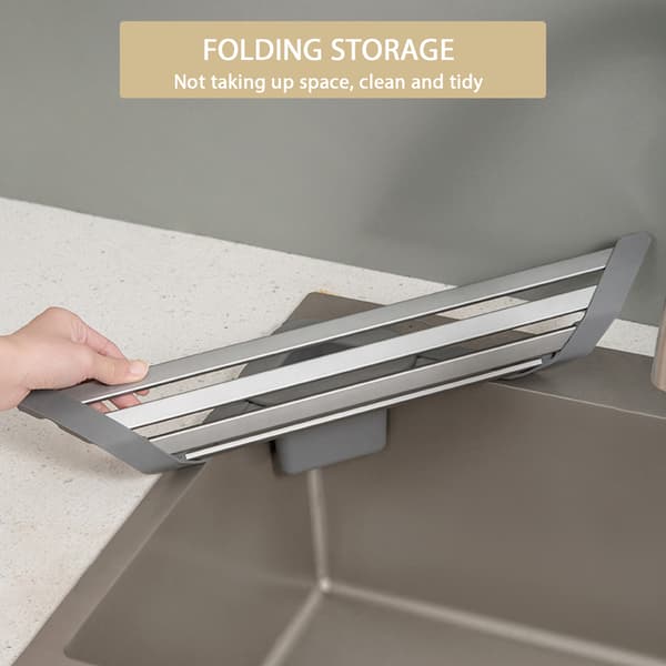Sink Mounted Triangles Drain Rack Household Tableware Drying Rack for Home Kitchen Gun Gray Large Gun Gray Large