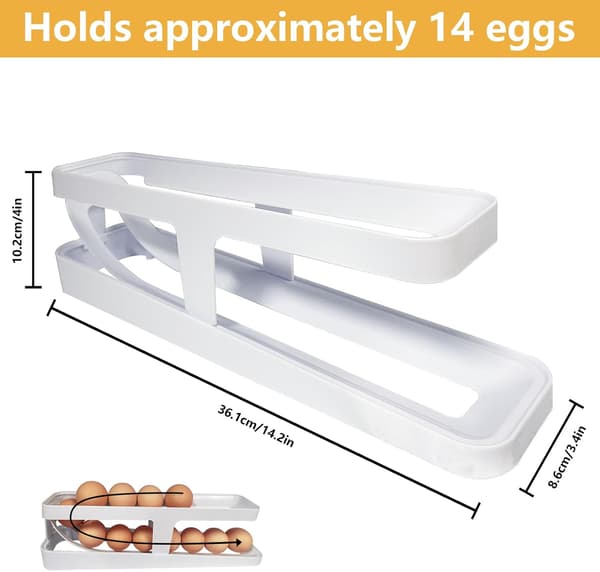 Rolling Egg Tray Egg Holder 2 Layers Rolling Egg Dispenser Automatic Rolling Egg Storage Container Suitable for Kitchen Refrigerator Countertop