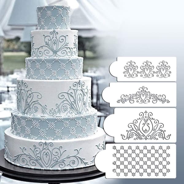 Kakestencil Damask 4-pakning Vit white