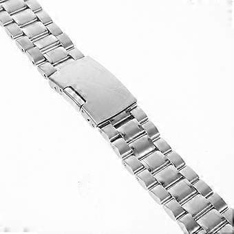 22 mm Stainless Steel Solid Link Curved End Watch Band Strap with 4pcs Spring Pins (Silver)