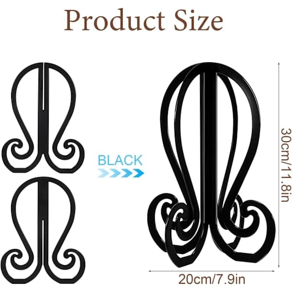 Wig Stand, Foldable Wig Head Stand, 36 cm High, Black
