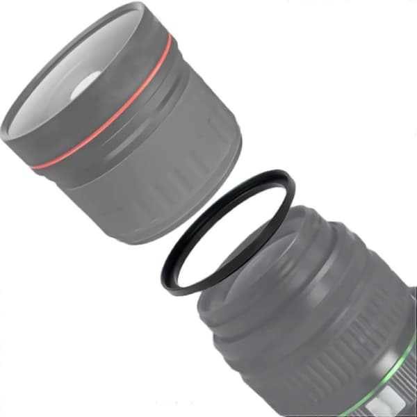 72mm-77mm Step-up adapterring for kameralinse, svart metall