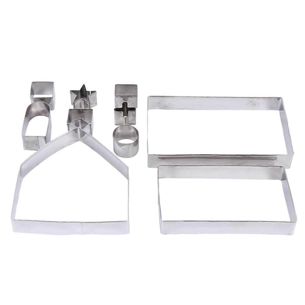 3D Peberkagehus Kageform Bageværktøj Til Julefest 1 Sæt/10 Stk Rustfrit Stål (LGL) Sølv Silver 17.00X10.00X2.50CM