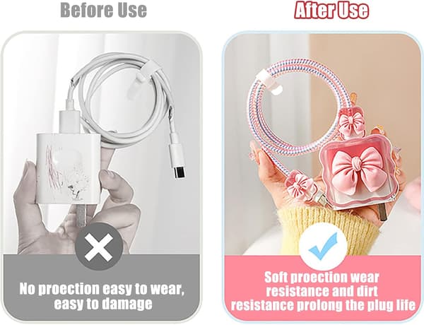 Kabelbeskytter for iPhone 20W Lader, Søt 3D Sommerfugl Lader C