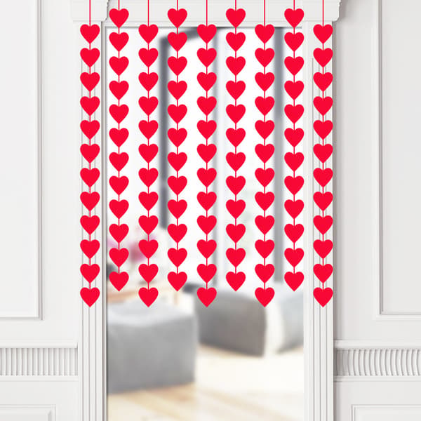 10 Red Felt Garland Hanging String Heart Shaped - No DIY Home