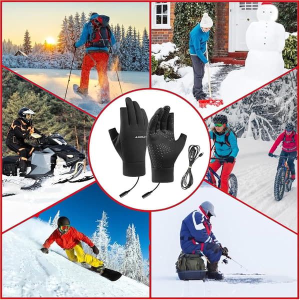 opvarmede handsker - ski unisex til sort XL Schwarz XL