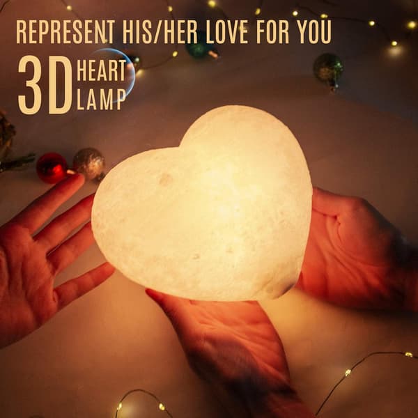 Heart-shaped LED lamp, 3D printing, 16 colors dimmable, remote control