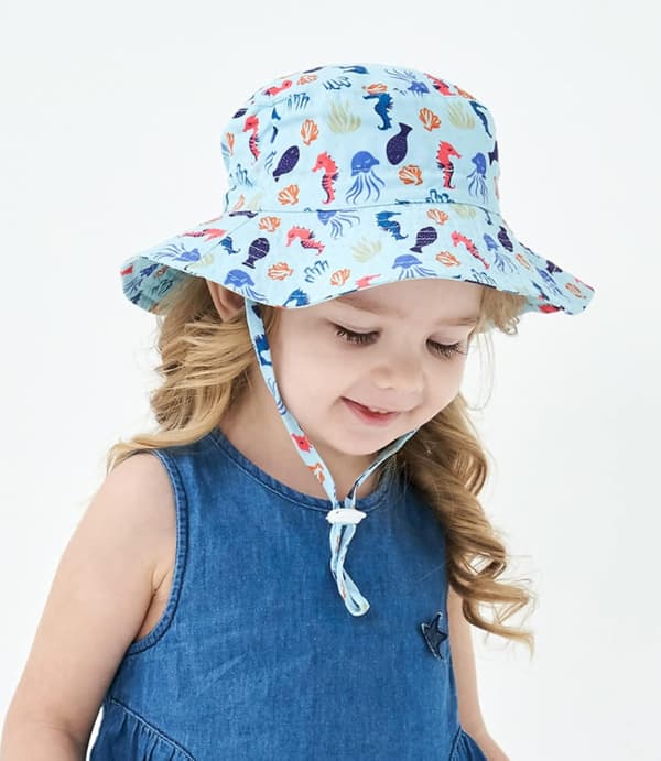 Børns solhat, justerbar UV, åndbar strandhat