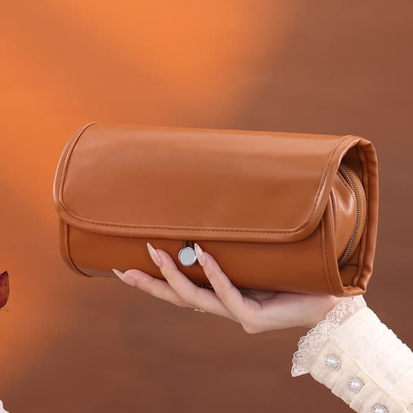 Multifunktionel Sammenklappelig Makeuptaske - Professionel Kosmetik Organizer Taske Brun Brun Brown