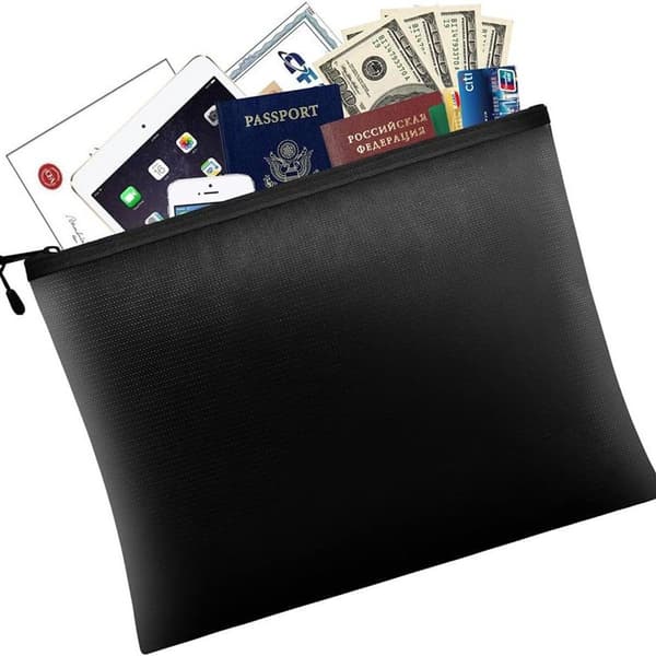 Fireproof Document Bag - Fireproof & Waterproof Money Bag with Zipper for Cash