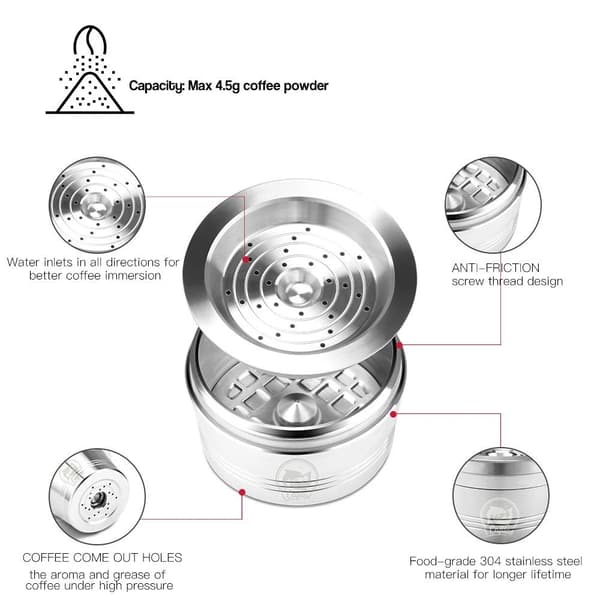 Kaffekapsler Cafissimo Kapsler Genopfyldelige kaffekapsler Holder Filter Sølv Silver 62