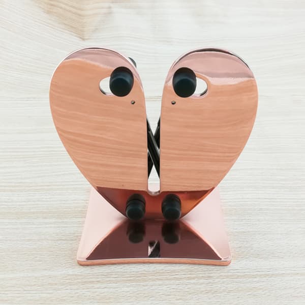 Heart-shaped stainless steel sharpener with base grinding stone for kitchen household