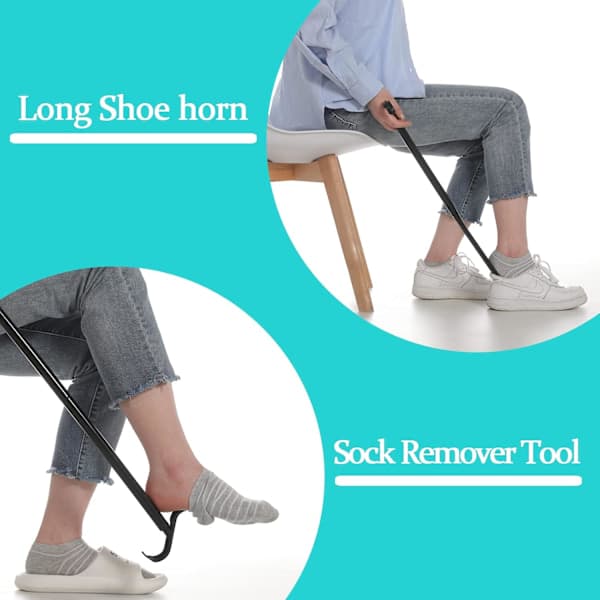 35.5\" Long Dressing Stick, Long Handle Shoe Horn for Seniors, Sock Aid, Adjustable, for Disabled and People with Back Problems