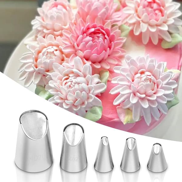 5-piece Rose Flower Nozzle Set, Cake Decorating, Icing Nozzles, Piping Nozzle Set, Cupcake Decorating Kit, Muffin Baking Tools