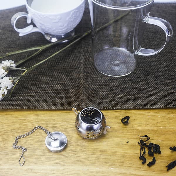 Løsbladste-infuser tekande formet rustfrit stål tebold-infuser & madlavningsinfuser med kæde til teisme
