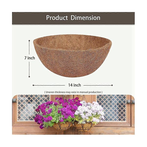 4 Pcs Coconut Hanging Basket Liners 25 cm, Sturdy Round Planter Liners Perfect Replacement