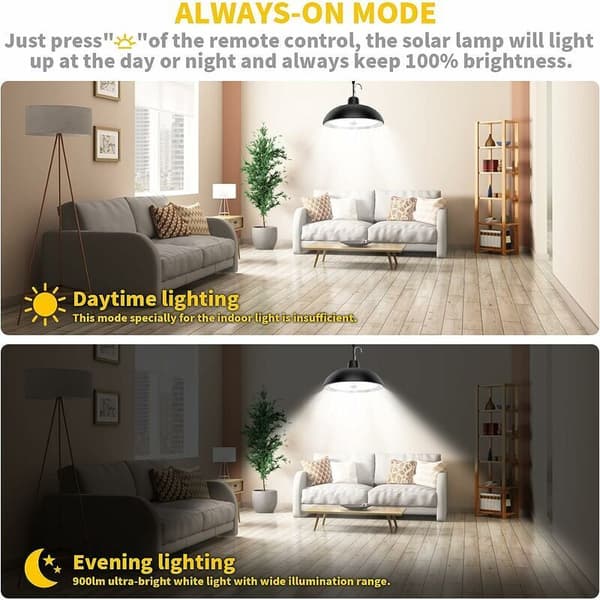 Solar lamp outdoor, 78 LED 4 modes with motion sensor, remote control, 360° adjustable solar panel, 3 brightness levels, IP65 waterproof solar chandelier