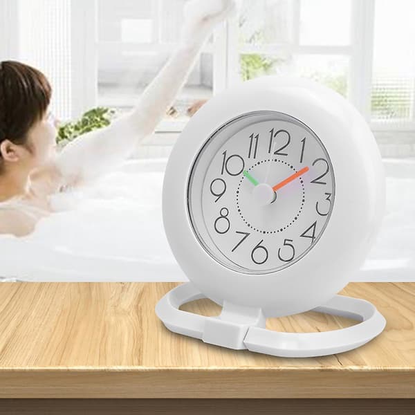 Fashionable Waterproof Dual-Use Hanging Table Clock Bathroom Kitchen Home Decor (White) [DB]