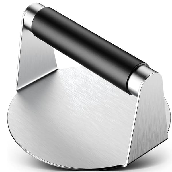Hamburger Press - Stainless Steel Hamburger Press with Burn-Proof Handle (Black)