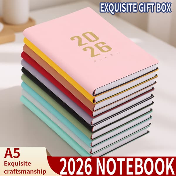 Kalender 2026 - Daglig Kalender - A5-format - 1 dag pr. side - 304 sider - [Sort] - Hardcover
