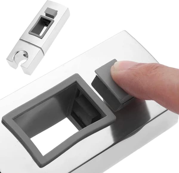 Brusehovedholder - 15*30 mm - Brusehåndtag, Gelænder, Justerbar Holder - Glider til Brusestang - Sølv