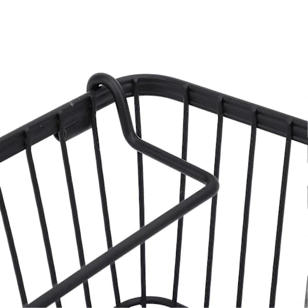 Stackable Wire Freezer Basket with Open Front and Foldable Handle for Vegetables, Fruits, Snacks, Kitchen Storage, Black