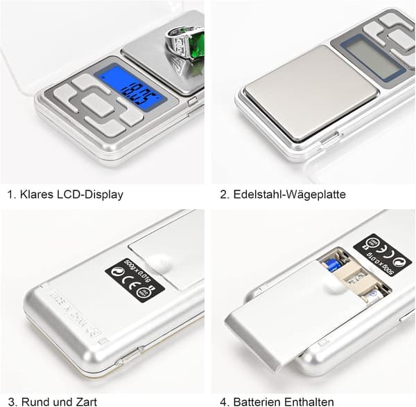 Precision Scale 500g/0.01g Kitchen Scale with Backlit LCD Display