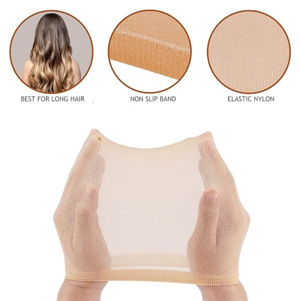4-pack Passande Andningsbara Svettabsorberande Perukmössor för Kvinnor (Tan)