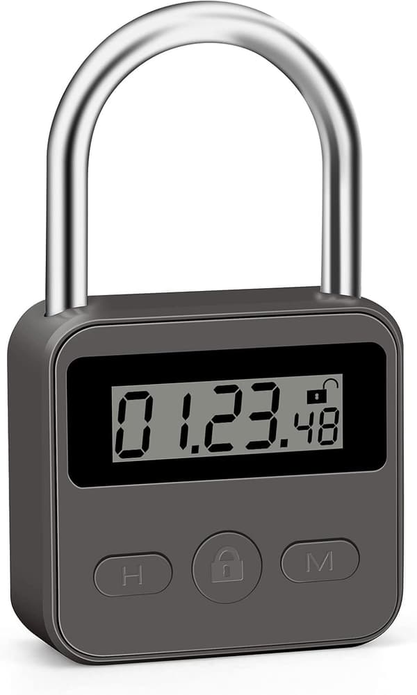 Metalhængelås - 99 timers tidslås (sort)