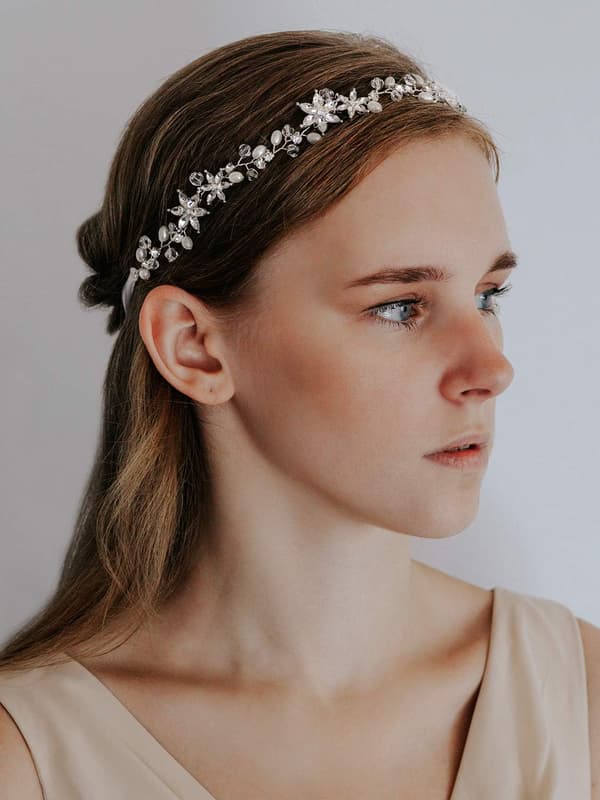 Rhinestone Bryllupsdiadem, Sølv Hårvinranke