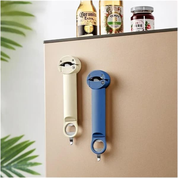 Magnetisk flaskeåpner i rustfritt stål, multifunksjonell flaskeåpner, justerbar vin- og ølkorkåpner (hvit)