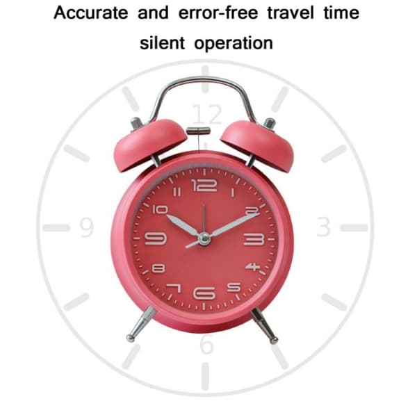 Bedroom Bedside Multifunctional Metal Clock with Night Light (Black)