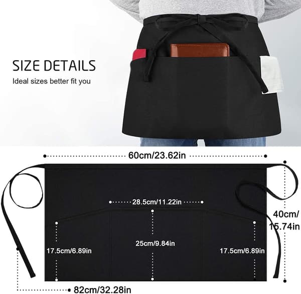 6 Pieces Waist Aprons, Waterproof Chef Aprons, Half Apron for Kitchen DXGHC