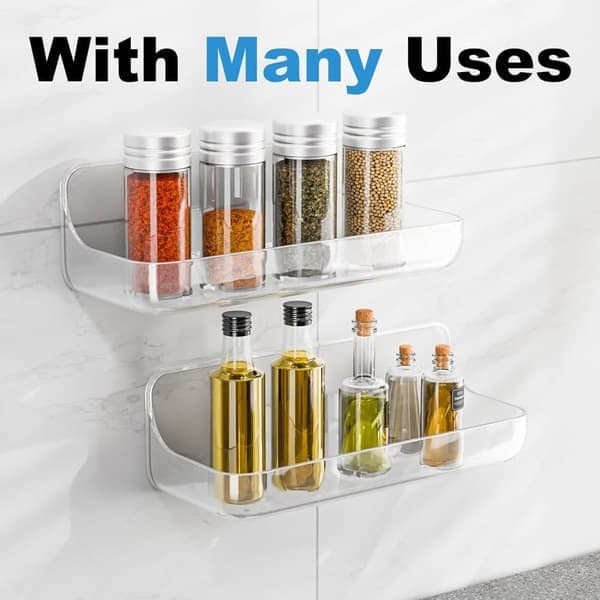 Self-Adhesive Shower Shelf - 1-Pack Acrylic Bathroom Shelf Without Drilling | Waterproof & Non-Slip
