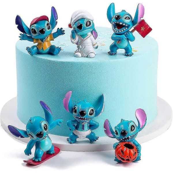 6 stk Lilo Stitch Mini Actionfigurer til Kagedekorationer Hjemmeværelser Børnelegetøj