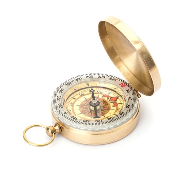 G50F Gylden Flippende Messingkompas, Lysende Premium Lommeur