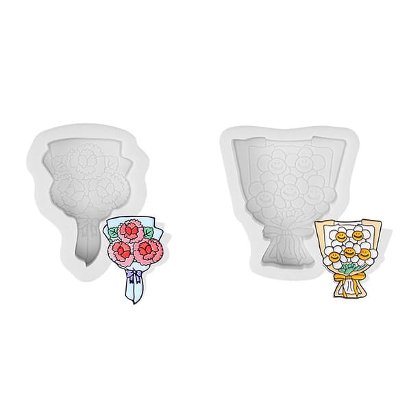 Moussekage 3D Buket Blomster Silikoneform DIY Fondant Sukker P