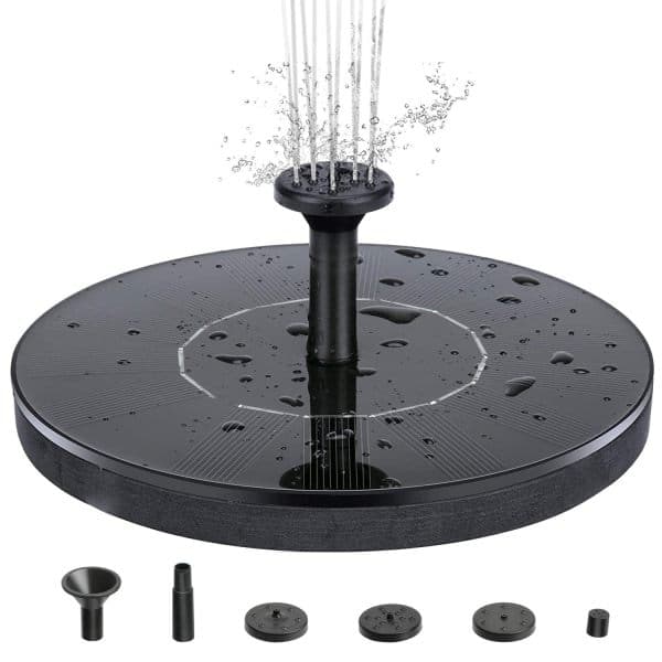 Soldriven vattenfontän 16 cm Svart