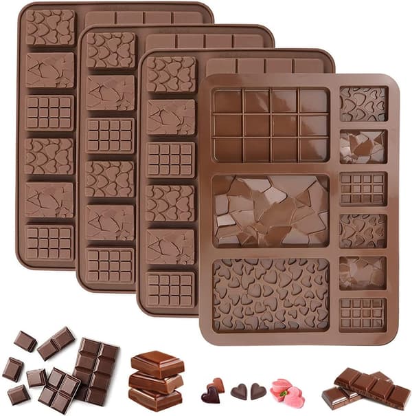 Stykker Chokoladebarform, 20,4x15cm Knæk-Af Chokoladeform, Silikone Chokoladebarform