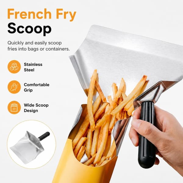 Pommes Frites-spade i rustfritt stål, Chips Bagger Scooper, Multifunksjonelt kjøkkenredskap