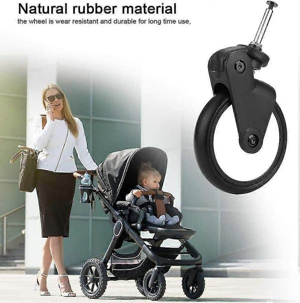 Rubber Replacement Wheels for Strollers Front/Rear Wheels Yoya Vovo Stroller Accessories (1 Pair Front)