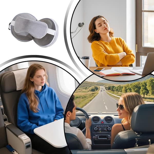 Nackkudde för flygplan, nackstöd, nackkudde med ögonmask, stabil resekudde, ergonomisk kudde för sovrumstillbehör, kontor, ljusgrå Hellgrau