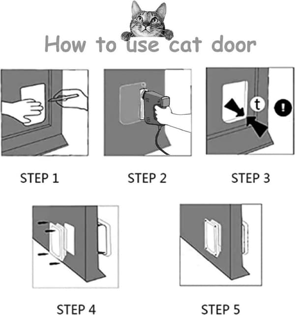 Cat flap, controllable entry and exit, 4 locking positions, white XL, for pets up to 12.5 kg