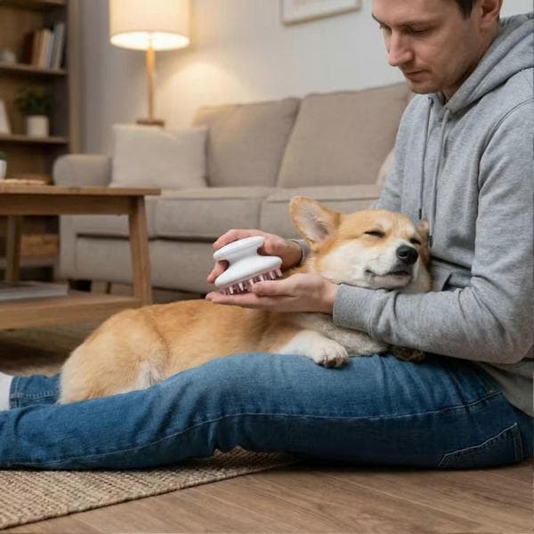 Pet Massage Brush - Silicone Teeth with Ergonomic Non-Slip Handle A A