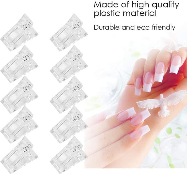 Gennemsigtige neglespidsclips, hurtigbygningsform til manicure, 10 stk/sæt