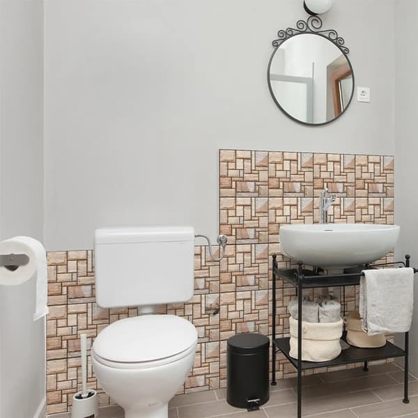 5x 3D Self-Adhesive Tile Stickers Wall Stickers Wall Tile Stickers Bathroom Kitchen Tiles (Beige)