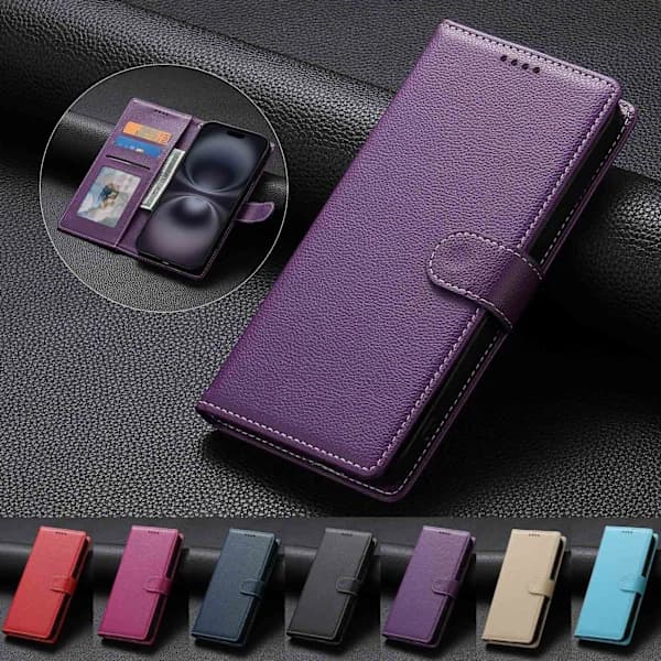 Magnetisk læderpung etui til Samsung Galaxy A17 5G [JUN] Rød
