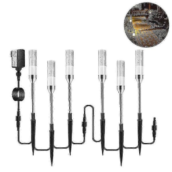 Low-Voltage Landscape Lighting Extendable LED Path Lights, Landscape Lighting 12 Volt 6-in-1 Waterproof Crystal Bubble Acrylic Die-Cast Spi [DB]