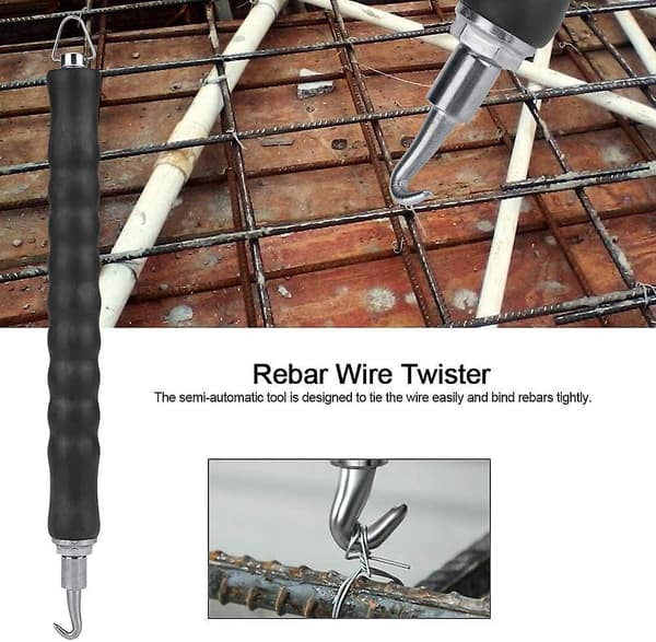 Semi-automatic Rebar Twister Construction Tool with Retractable Hook