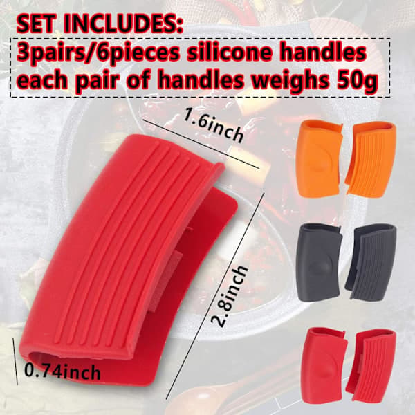 6 Pcs Silicone Assist Handle Holders, Pot Holder Protectors, Non-Slip